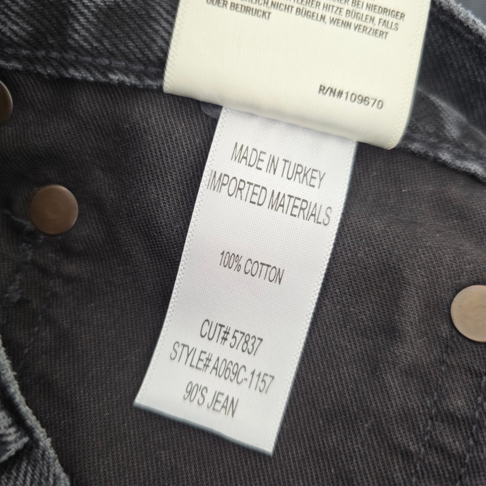 Agolde 90s Jeans Size 27 (Fits 30x28) Black Mid Rise Loose Fit Distressed Grunge - Picture 10 of 12